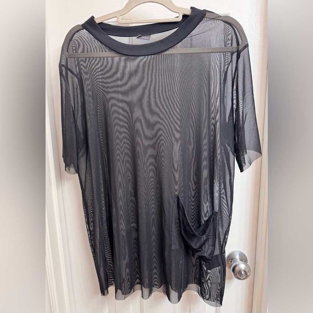 Sparkle & Fade ( Urban Outfitters) Women’s Sheer Black Mesh Coverup has Pocket